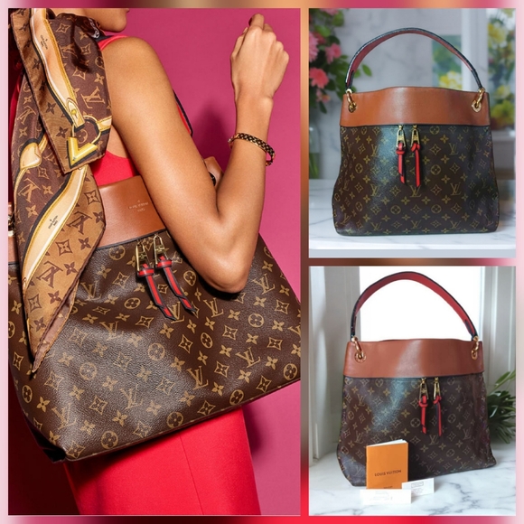 LOUIS VUITTON ✨️ NWT  TUILERIES BESACE MONOGRAM CANVAS SHOULDER BAG BROWN/RED - Picture 1 of 17
